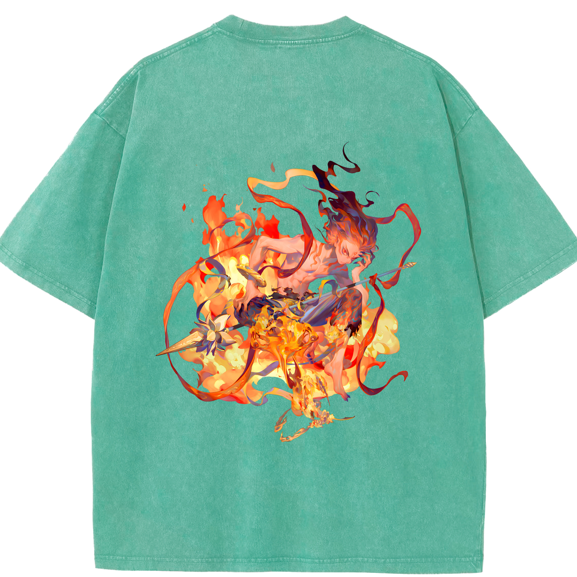 （画像用） Ne Zha 2 ナタ 魔童の大暴れ 綿100% ヴィンテージ風 半袖Tシャツ（背面プリント）
